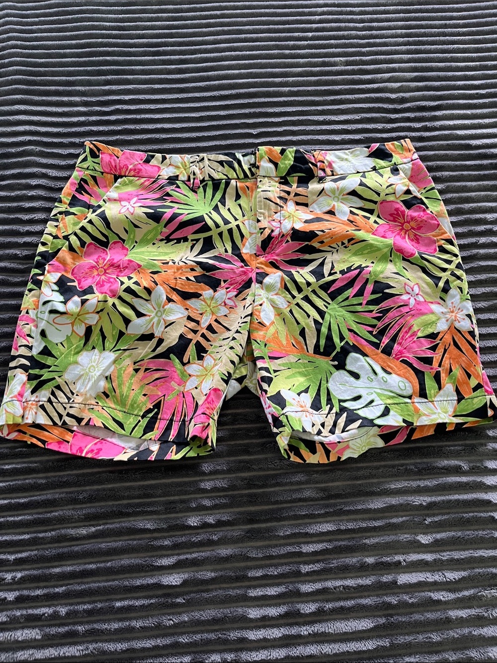 Caribbean Joe Black Shorts with Neon Floral Print